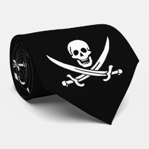 Piratenflagge Totenkopf gekreuzte Schwerter Krawatte