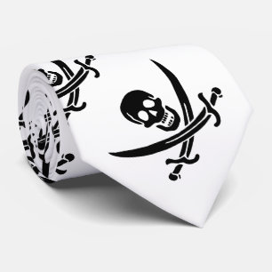 Piratenflagge Totenkopf gekreuzte Schwerter Krawatte