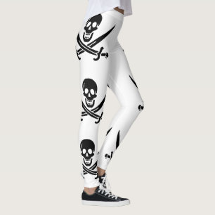 Piratenflagge Totenkopf gekreuzte Schwerter Leggings