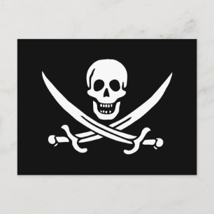 Piratenflagge Totenkopf gekreuzte Schwerter Postkarte