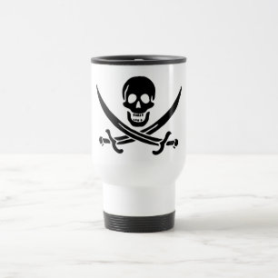 Piratenflagge Totenkopf gekreuzte Schwerter Reisebecher