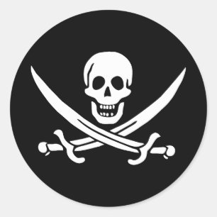 Piratenflagge Totenkopf gekreuzte Schwerter Runder Aufkleber
