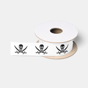 Piratenflagge Totenkopf gekreuzte Schwerter Satinband