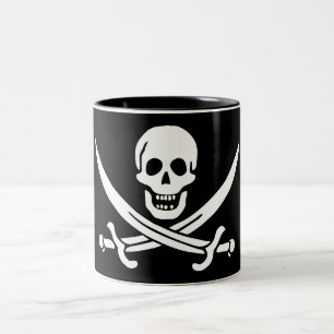 Piratenflagge Totenkopf gekreuzte Schwerter Zweifarbige Tasse