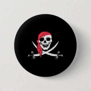 Piratenflagge und Calico Jack Halloween Kostümflag Button
