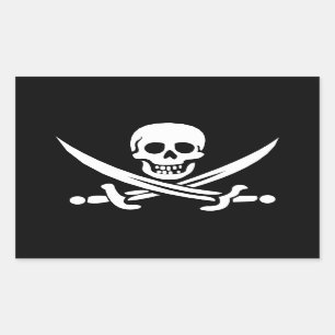 Piratenflagge von Calico Jack geflogen Rechteckiger Aufkleber