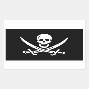 Piratenflagge von Calico Jack Rackham (BLACK) Rechteckiger Aufkleber