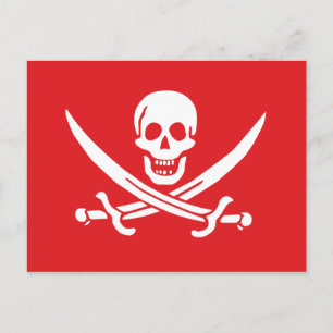 Piratenflagge von Calico Jack Rackham (RED) Postkarte