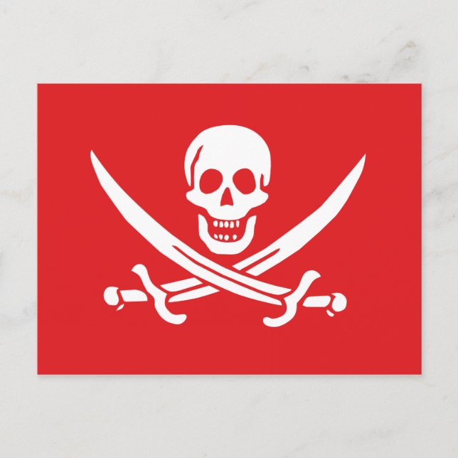 Piratenflagge von Calico Jack Rackham (RED) Postkarte (Vorderseite)