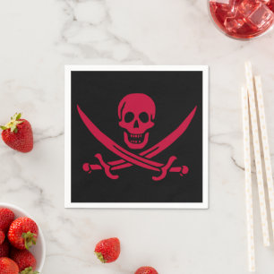 Piratenflagge von Calico Jack Totenkopf & Schwerte Serviette