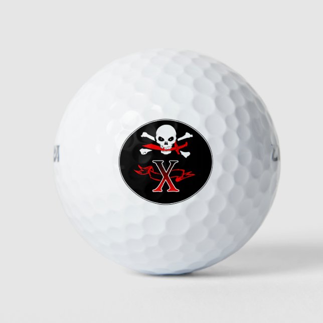 Piratenflagge X Monogram, erste Golfbälle (Vorderseite)