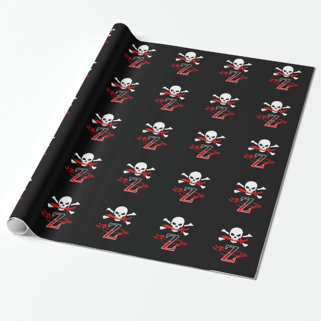 Piratenflagge Z Monogramm Geschenkpapier (Ungerollt)