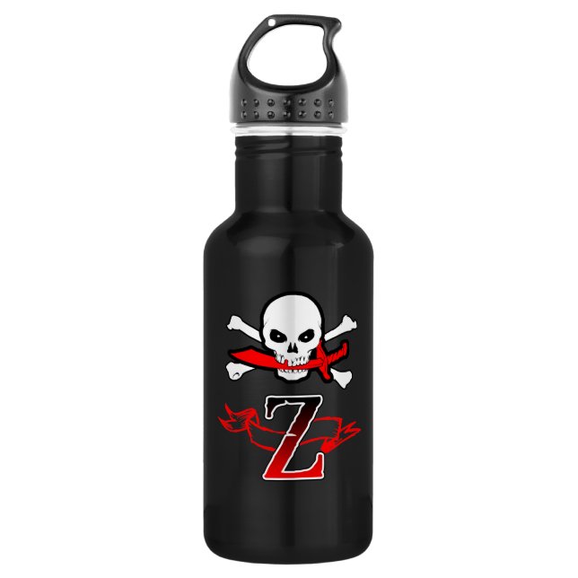 Piratenflagge Z Monogramm Trinkflasche (Vorderseite)