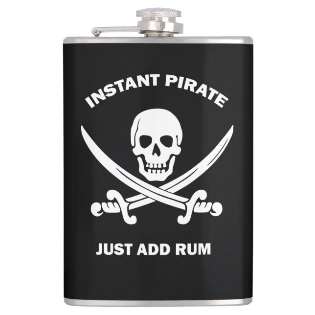 Piratenflaggen Instant Pirate Add Rum Flachmann (Vorderseite)