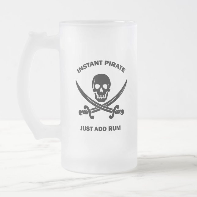 Piratenflaggen Instant Pirate Add Rum Mattglas Bierglas (Links)