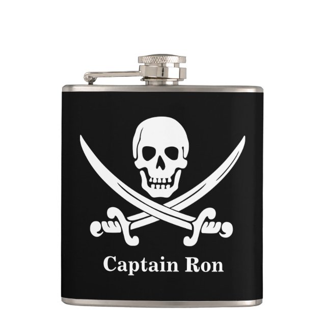 Piratenflaggen Pirate Captain Custom Liquor Flask Flachmann (Vorderseite)