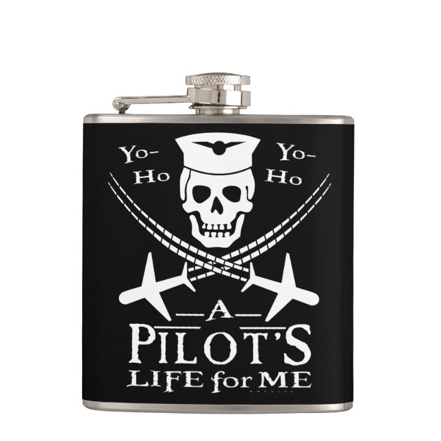 Piratenflugzeuge von Funny Pilot Skull Cross Spaß Flachmann (Vorderseite)