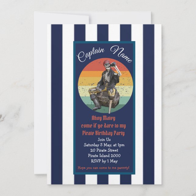 Piratengeburt Einladung (Vorderseite)