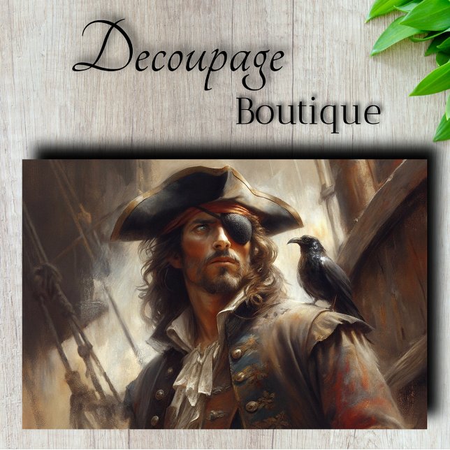 Piratenkapitän Raven Decoupage Seidenpapier (Pirate Captain Raven Decoupage Tissue Paper)