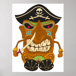 Piratenkapitän, Tiki-Statue aus Holz, lustig Poster