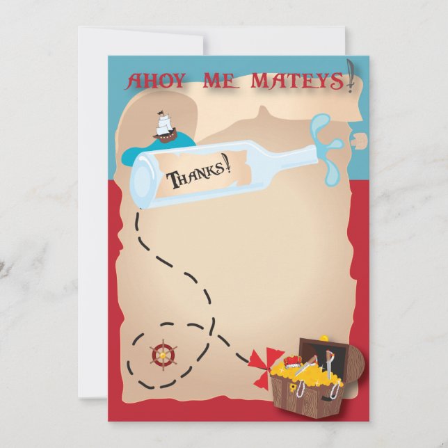 Piratenkarte Dankeskarte (Vorderseite)
