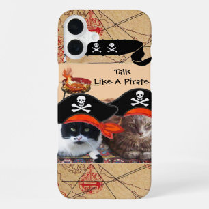 PIRATENKATZEN ANTIKE PIRATEN SCHATZKARTEN UND FLAG iPhone 16 PLUS HÜLLE