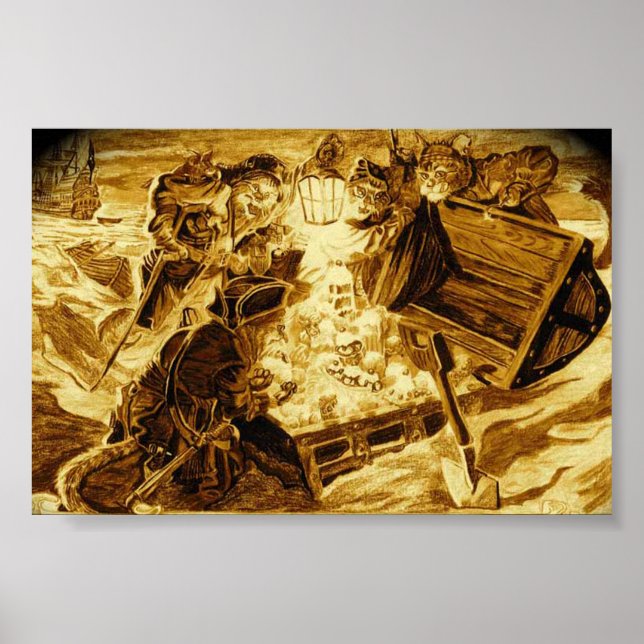 Piratenkatzen finden die Beute Poster (Vorne)