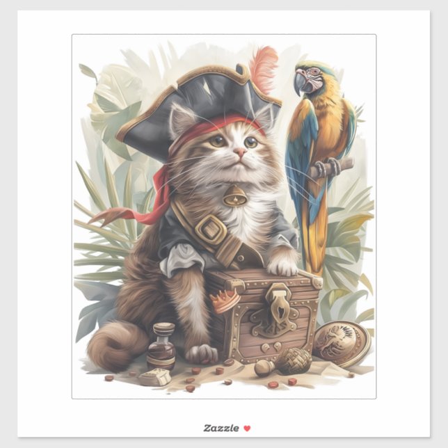 Piratenkatzenschatz Aufkleber (Blatt)