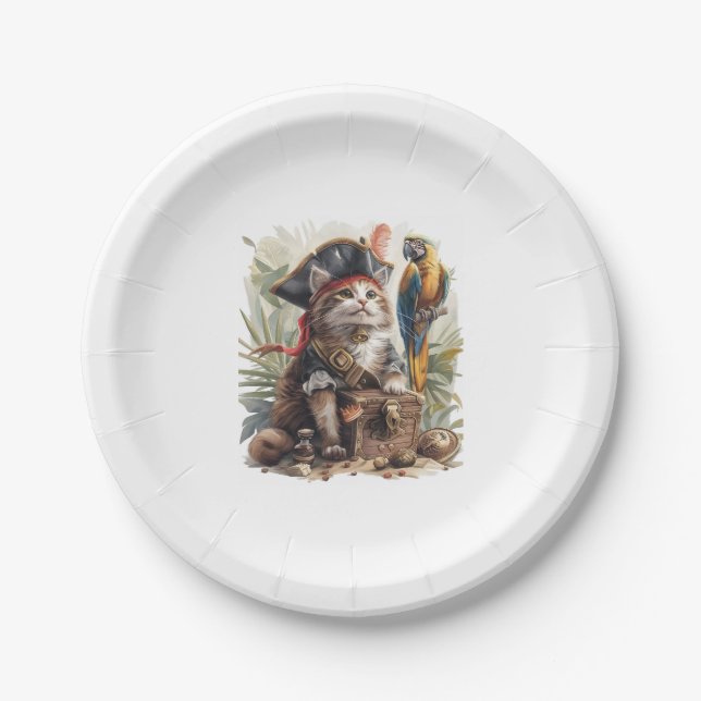 Piratenkatzenschatz Pappteller (Vorderseite)