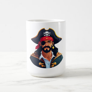 Piratenkopf mit Hut Seemann und Augenklappe und Bä Kaffeetasse