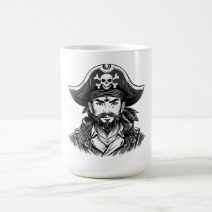 Piratenkopf mit Hut Seemann und Augenklappe und Bä Kaffeetasse