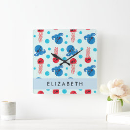 Piratenkopus, Piratenquallen, Meer, Ihr Name Quadratische Wanduhr