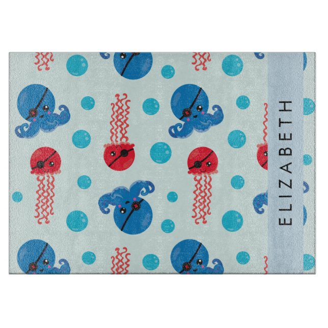 Piratenkopus, Piratenquallen, Meer, Ihr Name Schneidebrett (Vorderseite)