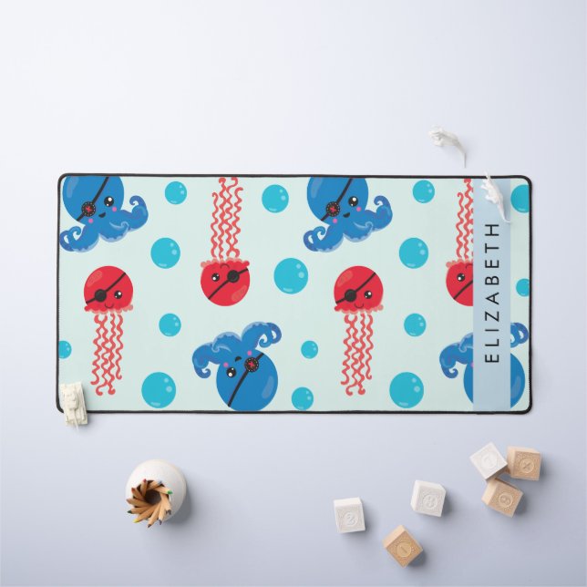 Piratenkopus, Piratenquallen, Meer, Ihr Name Schreibtischunterlage (Kindertisch)