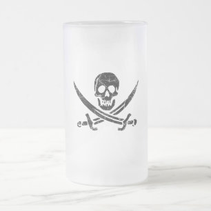Piratenkreuz Mattglas Bierglas