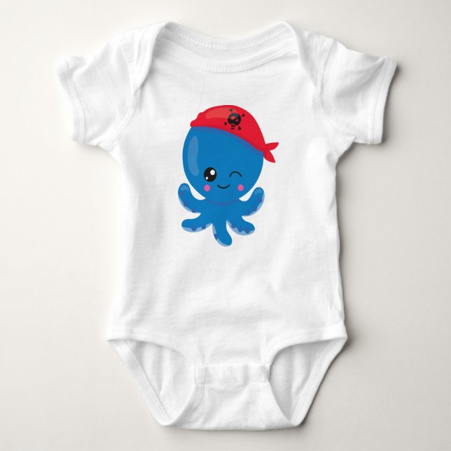 Piratenktopus, Niedlicher Kraken, kleiner Kraken Baby Strampler (Vorderseite)