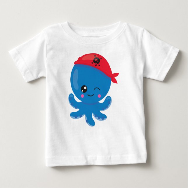 Piratenktopus, Niedlicher Kraken, kleiner Kraken Baby T-shirt (Vorderseite)