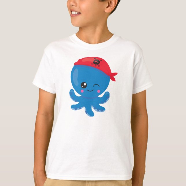 Piratenktopus, Niedlicher Kraken, kleiner Kraken T-Shirt (Vorderseite)