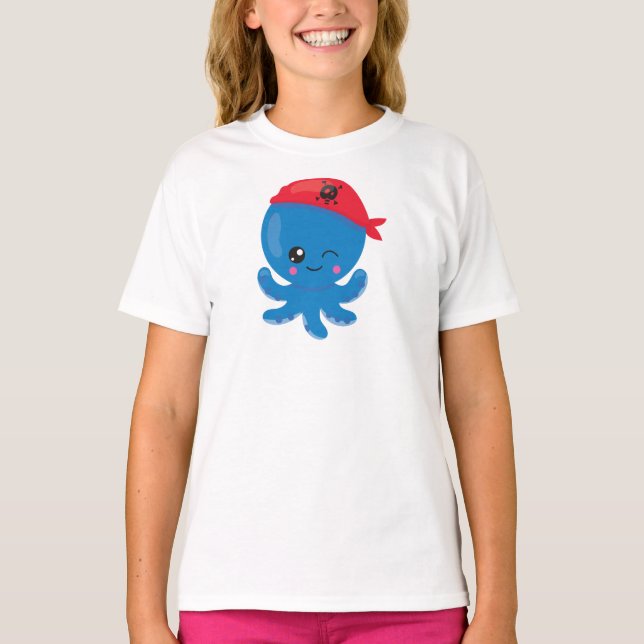 Piratenktopus, Niedlicher Kraken, kleiner Kraken T-Shirt (Vorderseite)