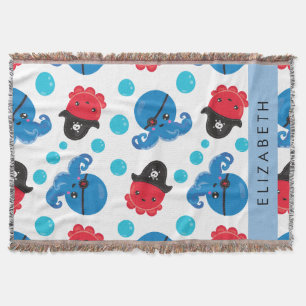 Piratenktopus, Octopus-Muster, Meer, Ihr Name Decke
