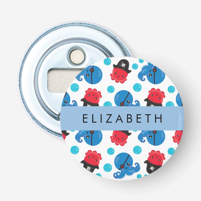 Piratenktopus, Octopus-Muster, Meer, Ihr Name Flaschenöffner (Vorderseite)