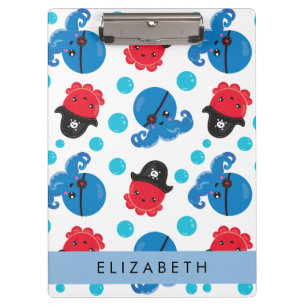 Piratenktopus, Octopus-Muster, Meer, Ihr Name Klemmbrett