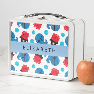 Piratenktopus, Octopus-Muster, Meer, Ihr Name Metall Brotdose