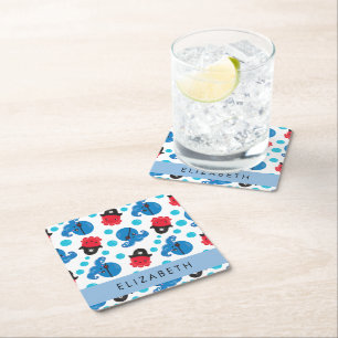 Piratenktopus, Octopus-Muster, Meer, Ihr Name Rechteckiger Pappuntersetzer