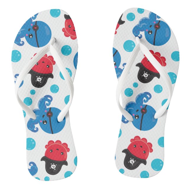 Piratenktopus, Octopusmuster, Meerestiere Flip Flops (Fußbett)