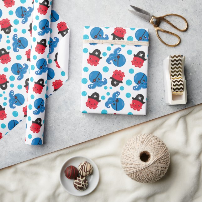 Piratenktopus, Octopusmuster, Meerestiere Geschenkpapier (Kunsthandwerk)