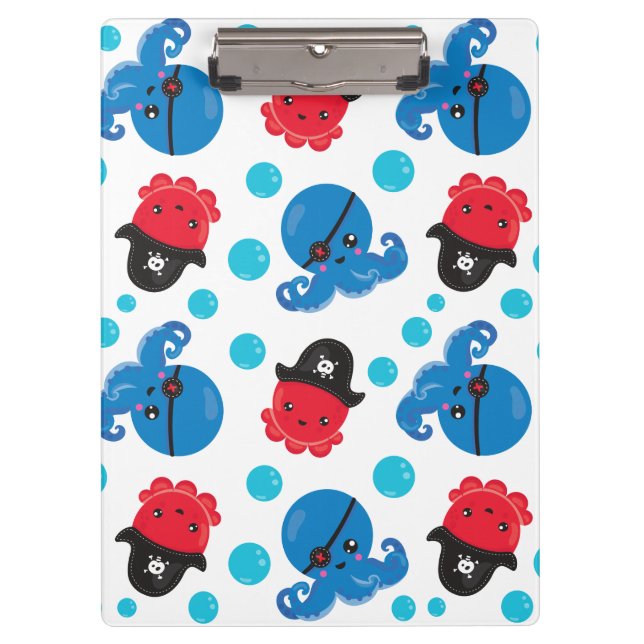 Piratenktopus, Octopusmuster, Meerestiere Klemmbrett (Vorderseite)