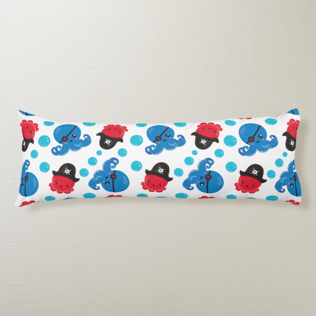Piratenktopus, Octopusmuster, Meerestiere Seitenschläferkissen (Vorderseite)