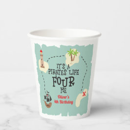 Piratenleben VIER MICH 4. Geburtstag Pappbecher