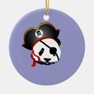 Piratenpanda Keramik Ornament